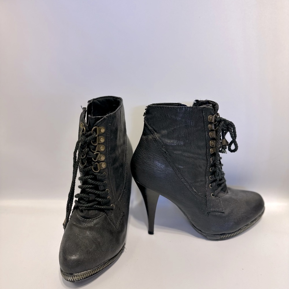 Laced Heel Combat Boots